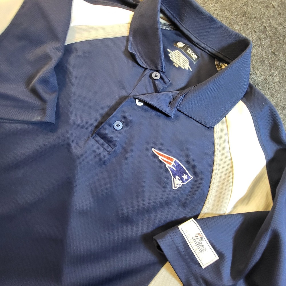 New England Patriots Golf Polo Shirt Men's Large Blue NFL Team Apparel